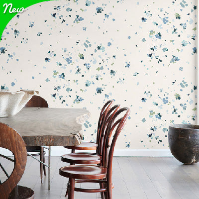 Schumacher Backdrop  White, Green, and Blue Abstract Patterned Wallpaper Collection . New for 2025 Designer Wallpaper 