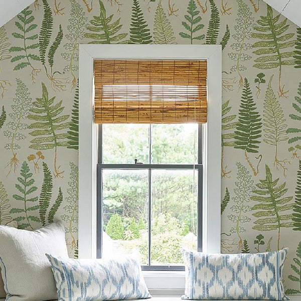 Schumacher Printed Grasscloth Wallpaper