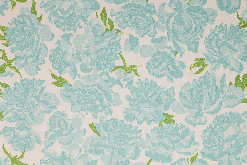 Christopher Farr Peonies Standard Turquoise Wallpaper