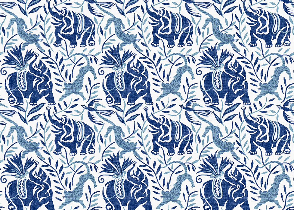 Christopher Farr La Jungle Performance Print Azzurro Fabric Sample