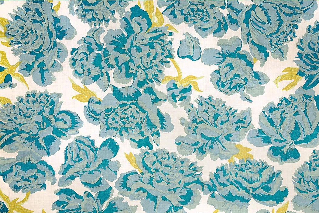 Christopher Farr Peonies Indoor Printed Aqua Fabric