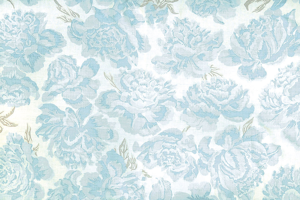 Christopher Farr Peonies Indoor Printed Pale Blue Fabric