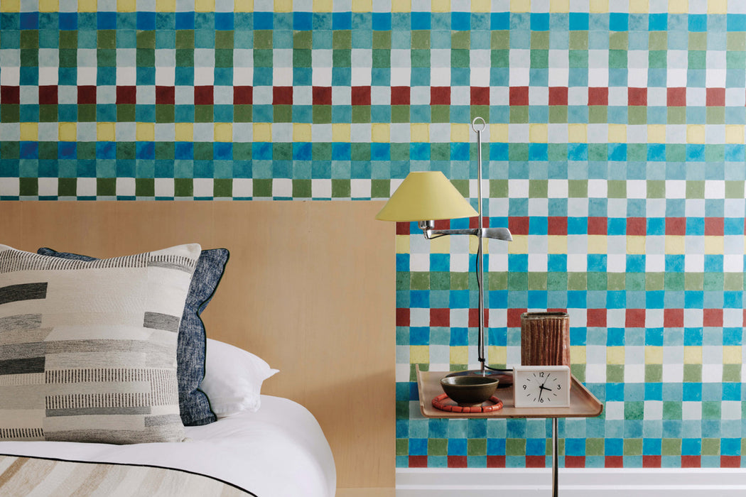 Christopher Farr Child's Check Standard Cobalt Wallpaper