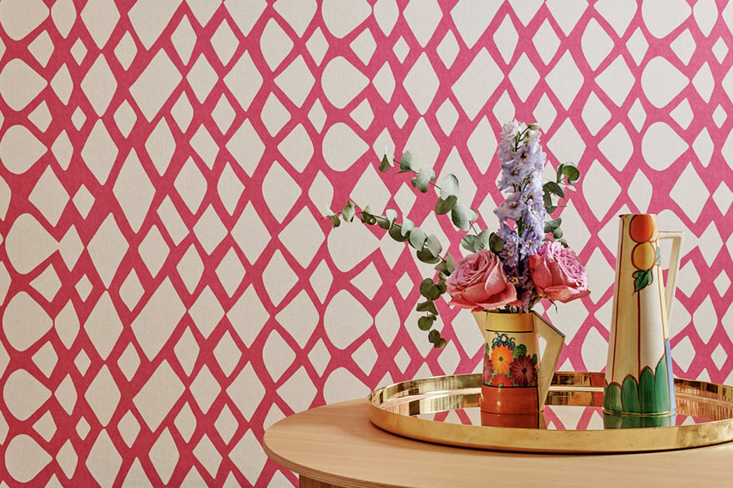 Christopher Farr Tesserae Standard Fuchsia Wallpaper