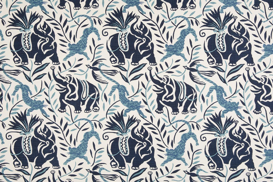 Christopher Farr La Jungle Indoor Printed Dark Indigo Fabric