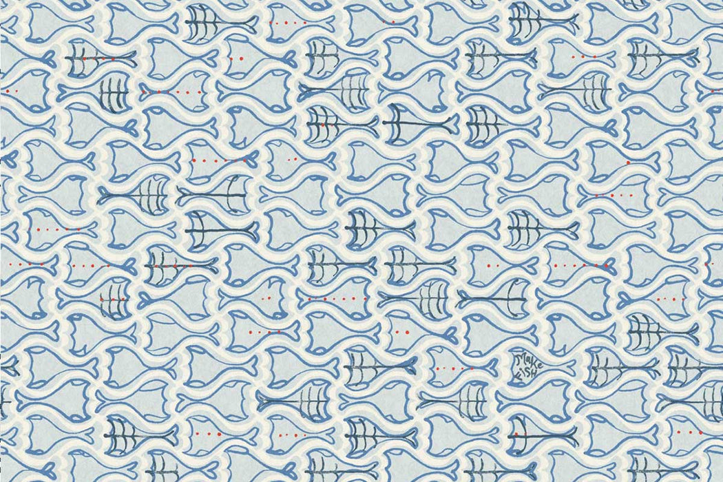 Christopher Farr Make Fish Standard Cobalt Wallpaper