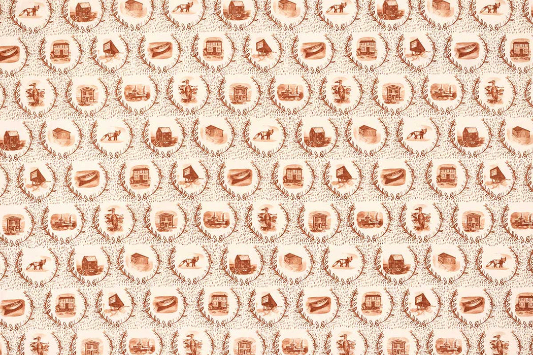 Christopher Farr Set The Scene Indoor Printed Terracotta Fabric