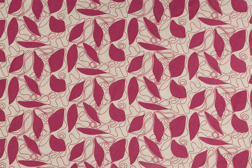 Christopher Farr Foliage Indoor Embroidered Hot Pink Fabric