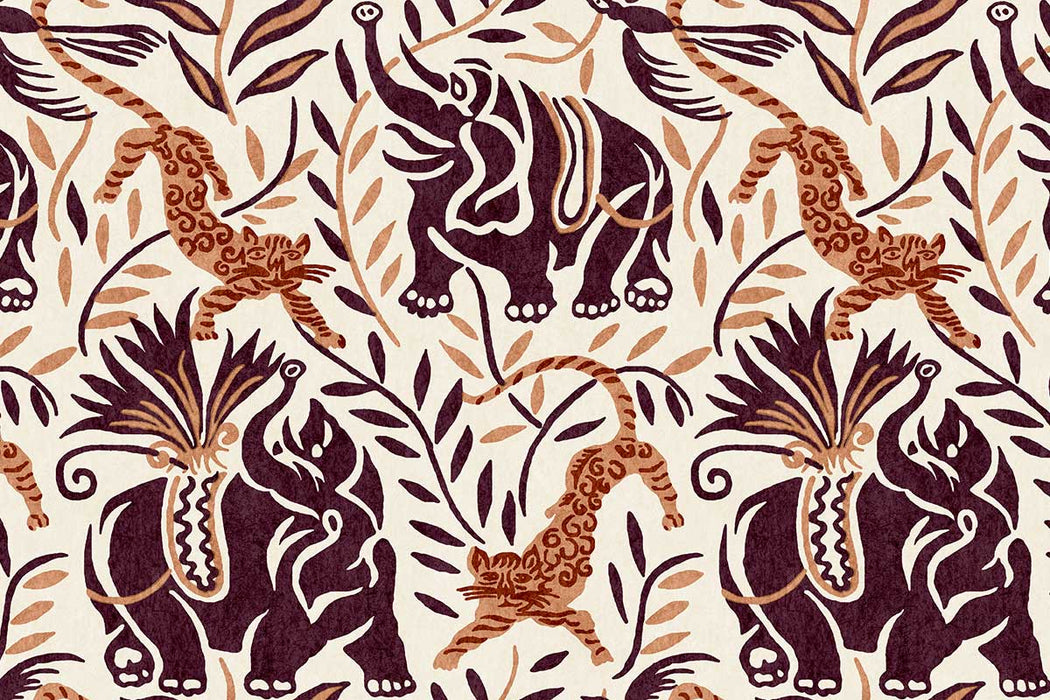 Christopher Farr La Jungle Vinyl Plum Wallpaper