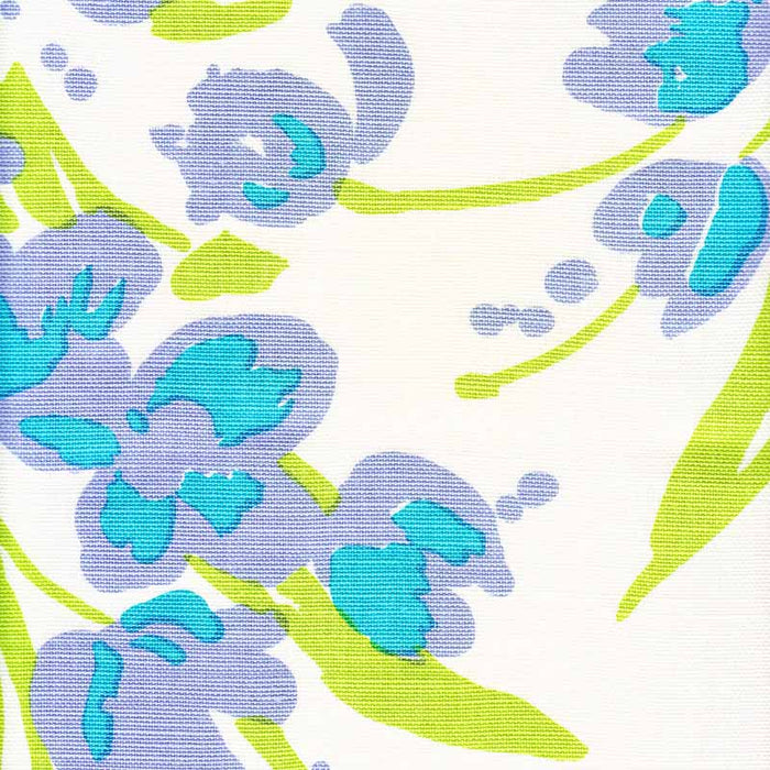 Quadrille Tulips Multicolor Lilac Turquoise Green Fabric Sample 020071M