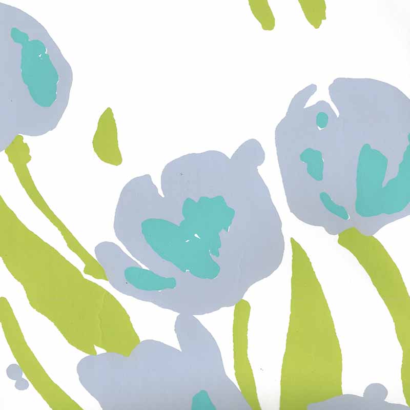 Quadrille Tulip Multicolor Lilac Turquoise Green Wallpaper 020071WP