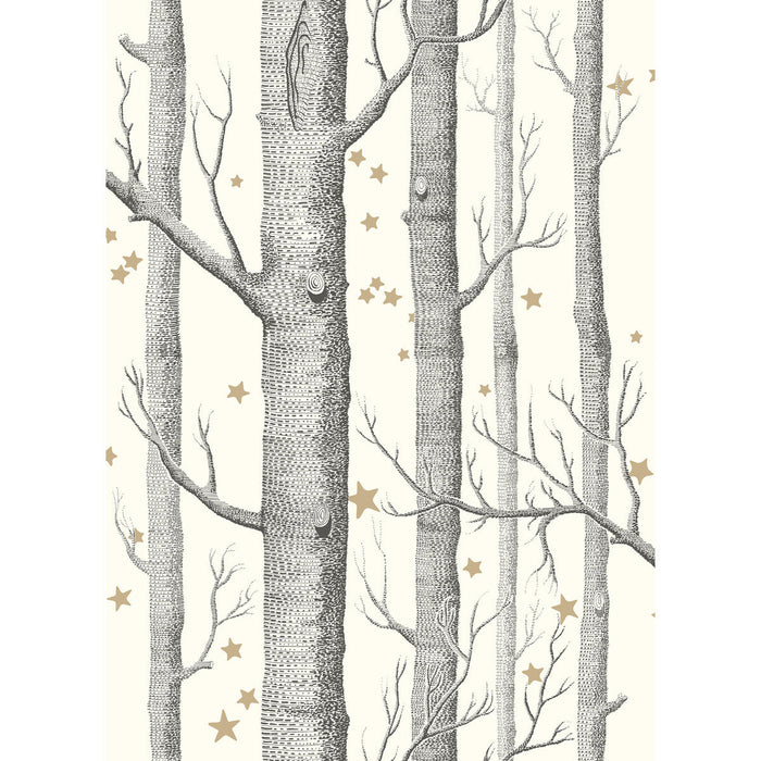 Cole & Son Woods & Stars Black &White Wallpaper Sample 103/11050.CS.0