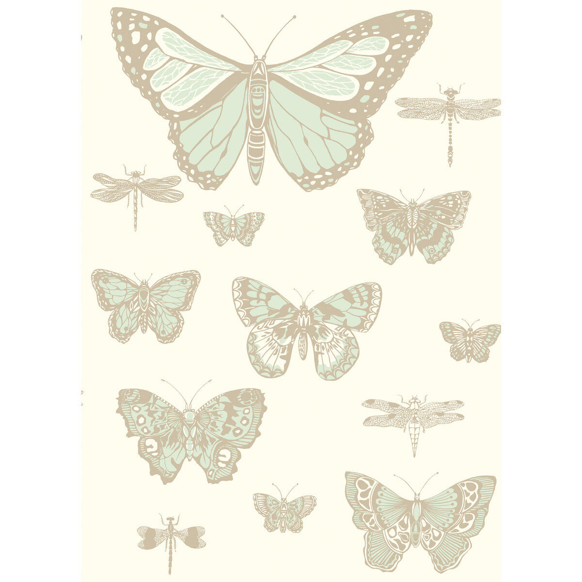 Cole & Son Butterflies & Dragonflies Duck Egg Ivry Wallpaper Sample 103/15065.CS.0