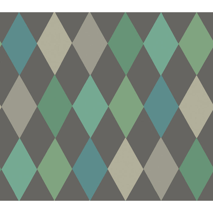 Cole & Son Punchinello Teal On Char Wallpaper Sample 103/2007.CS.0