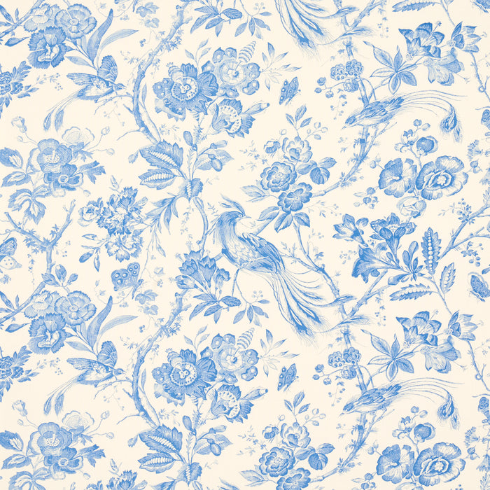 Schumacher Birds Of Paradise Blue Fabric Sample 1048044