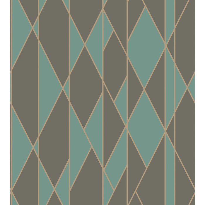 Cole & Son Oblique Teal And Black Wallpaper Sample 105/11048.CS.0