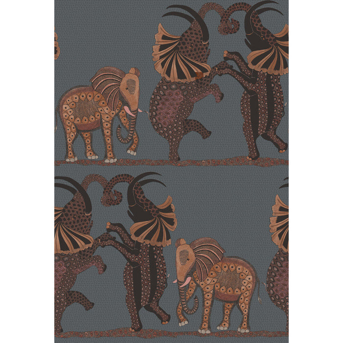 Cole & Son Safari Dance Charcoal & Reds Wallpaper Sample 109/8040.CS.0