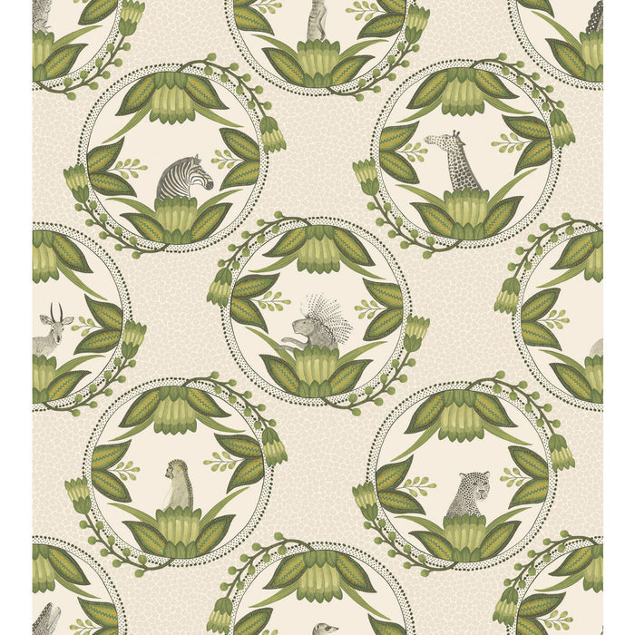 Cole & Son Ardmore Cameos Stone & Green Wallpaper Sample 109/9041.CS.0