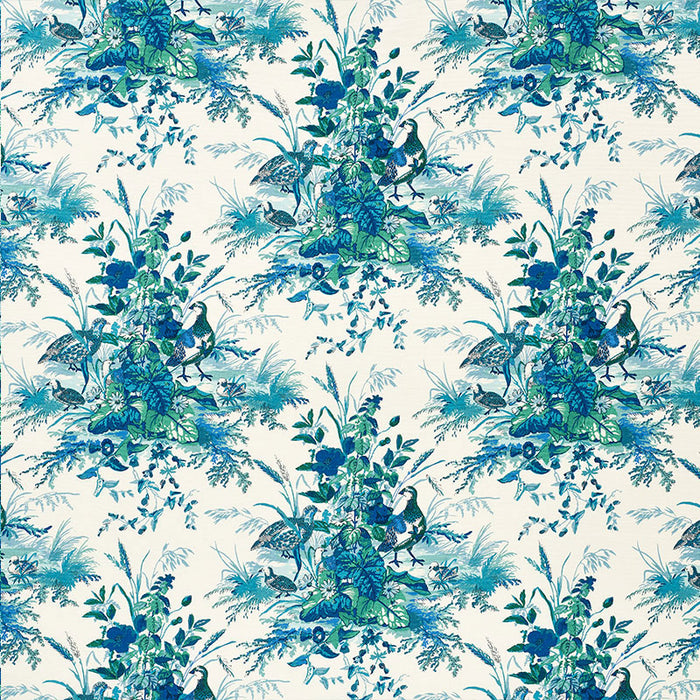 Schumacher Quail Meadow Peacock Fabric 1106044