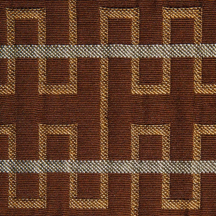 Calvin Labyrinth (11149) (ls) Chocolate & Aqua Fabric Sample 11153