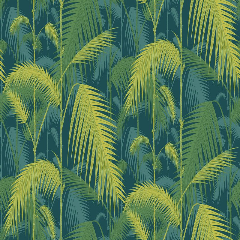 Cole & Son Palm Jungle Petrol/Lime Wallpaper Sample 112/1002.CS.0