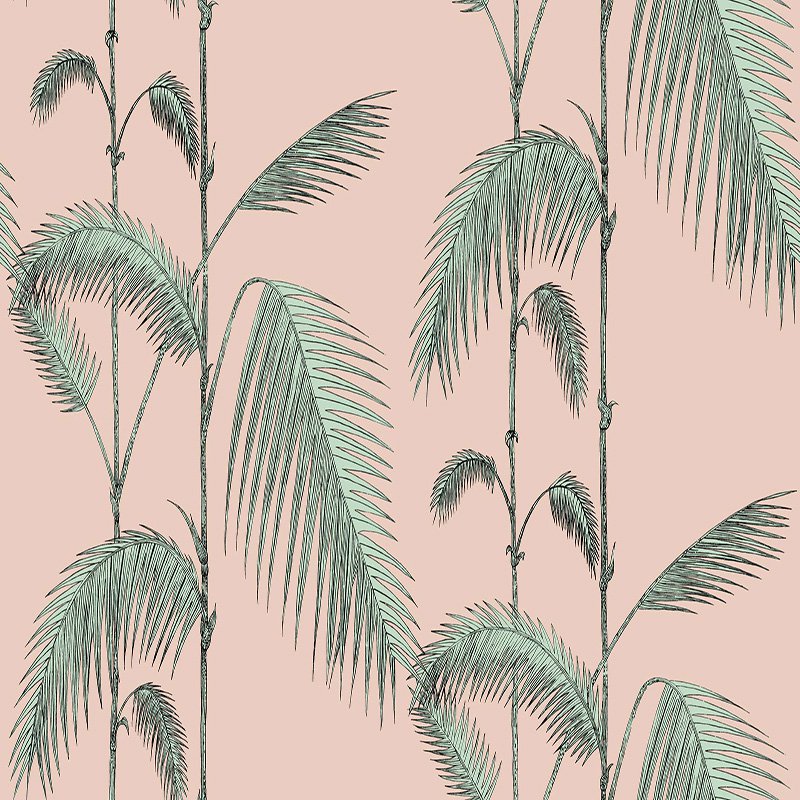 Cole & Son Palm Leaves Plaster Pink/Mint Wallpaper Sample 112/2005.CS.0