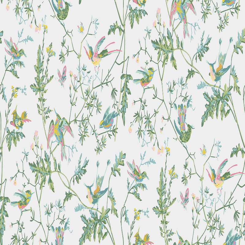 Cole & Son Hummingbirds Green/Pink Wallpaper Sample 112/4015.CS.0