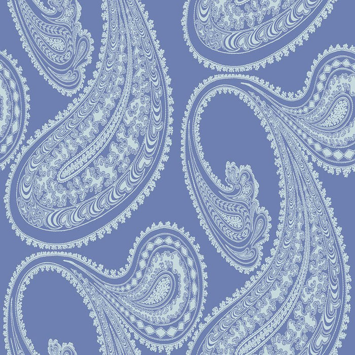 Cole & Son Rajapur Flock Blue/White Wallpaper Sample 112/9032.CS.0