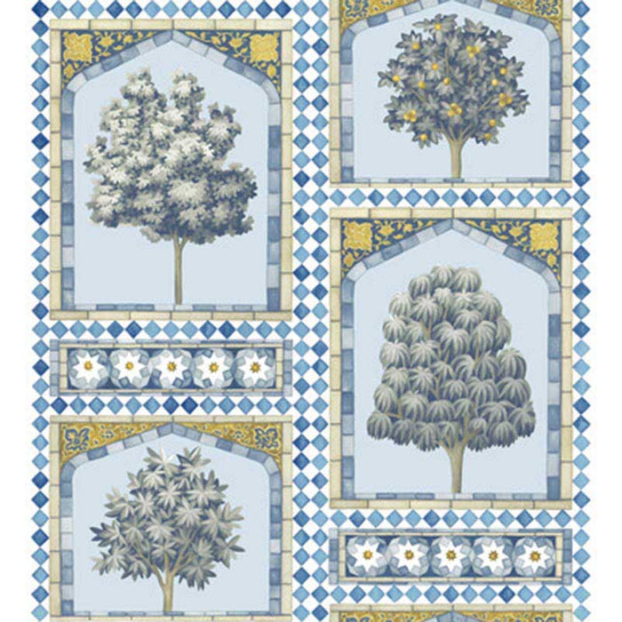 Cole & Son Sultan's Palace China Blue & Ochre Wallpaper Sample 113/10029.CS.0