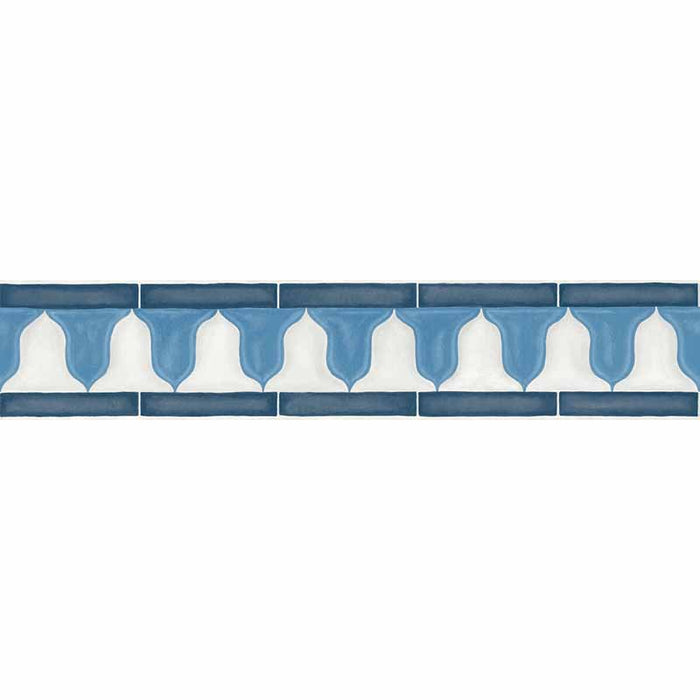 Cole & Son Zellige Border China Blue & White Wallpaper Sample 113/12036.CS.0