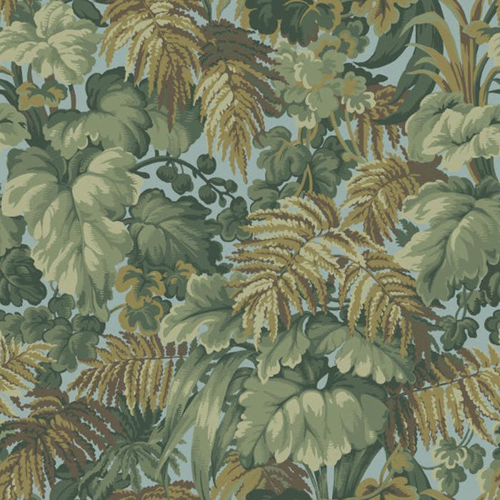 Cole & Son Royal Fernery Khaki & Print Room Blue Wallpaper Sample 113/3008.CS.0