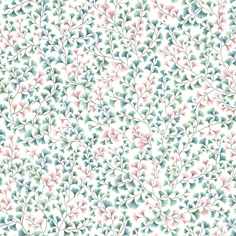 Cole & Son Maidenhair Petrol/Blush/M Wallpaper Sample 115/6017.CS.0