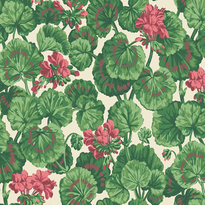 Cole & Son Geranium Rose/Forest Grn On Parchment Wallpaper Sample 117/11034.CS.0