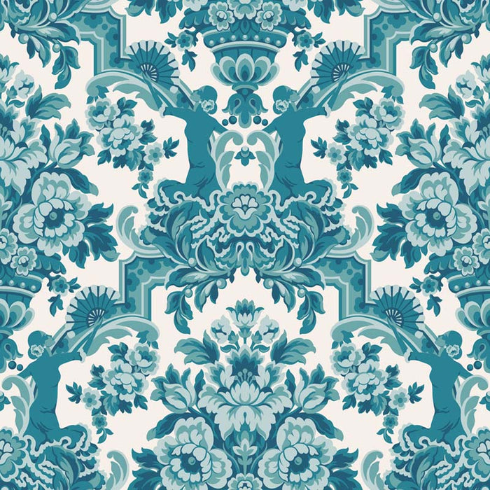 Cole & Son Lola Petrol Blues On White Wallpaper Sample 117/13042.CS.0