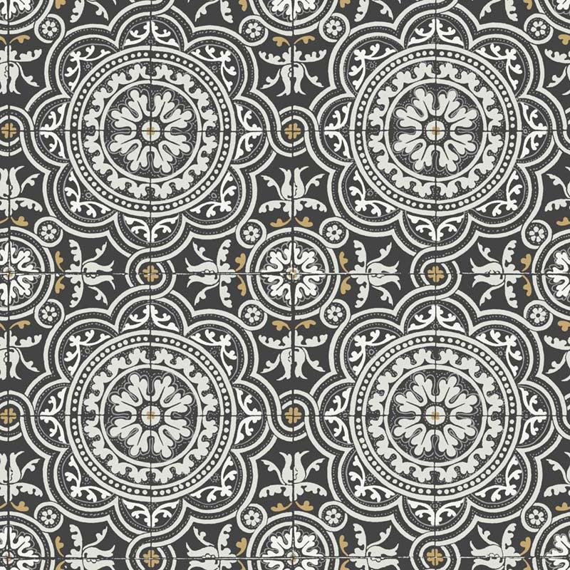 Cole & Son Piccadilly Grey & Metallic Gold On Black Wallpaper Sample 117/8022.CS.0