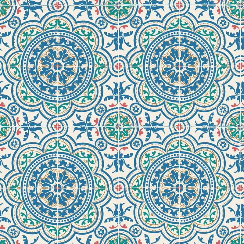 Cole & Son Piccadilly Denim & Rouge On Chalk Wallpaper Sample 117/8024.CS.0