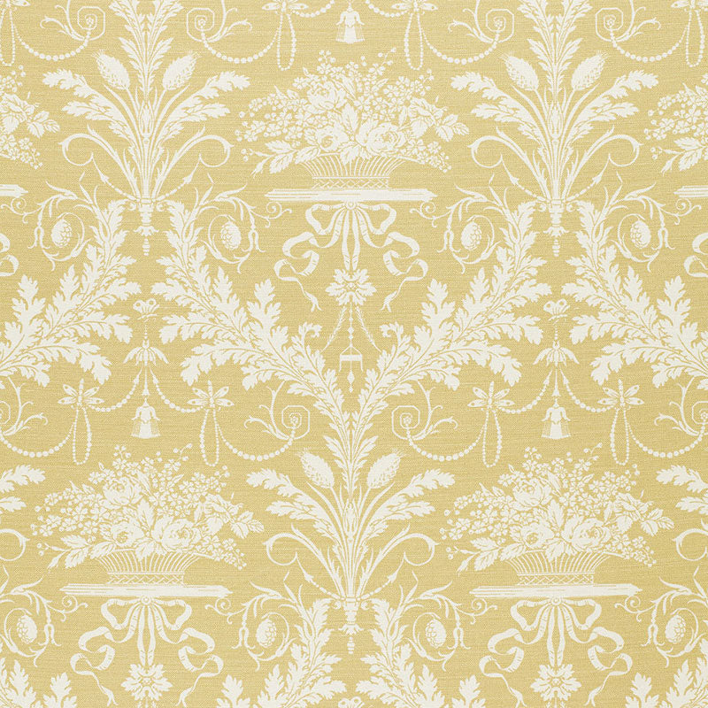 Schumacher Clairemont Damask Yellow Fabric 1178015