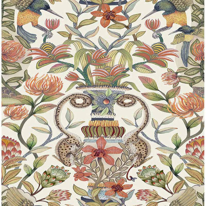 Cole & Son Protea Garden Silk Olvgrn&Tngrn/Wht Wallpaper Sample 119/10045.CS.0