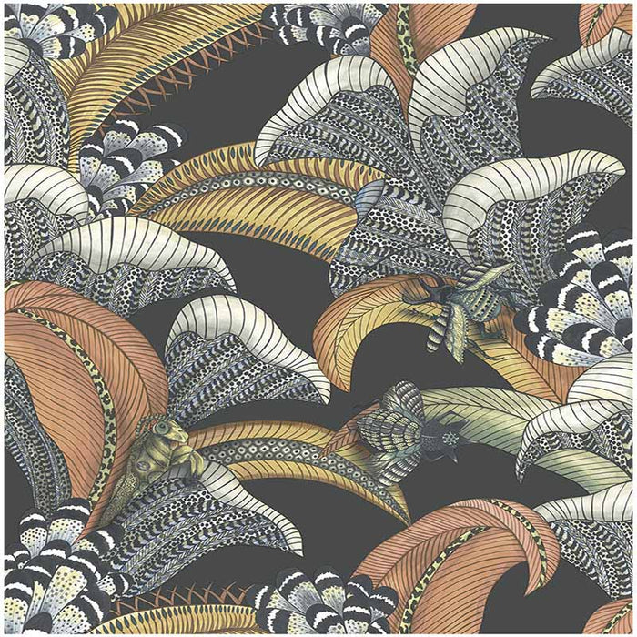 Cole & Son Hoopoe Leaves Charcoal Wallpaper Sample 119/1005.CS.0