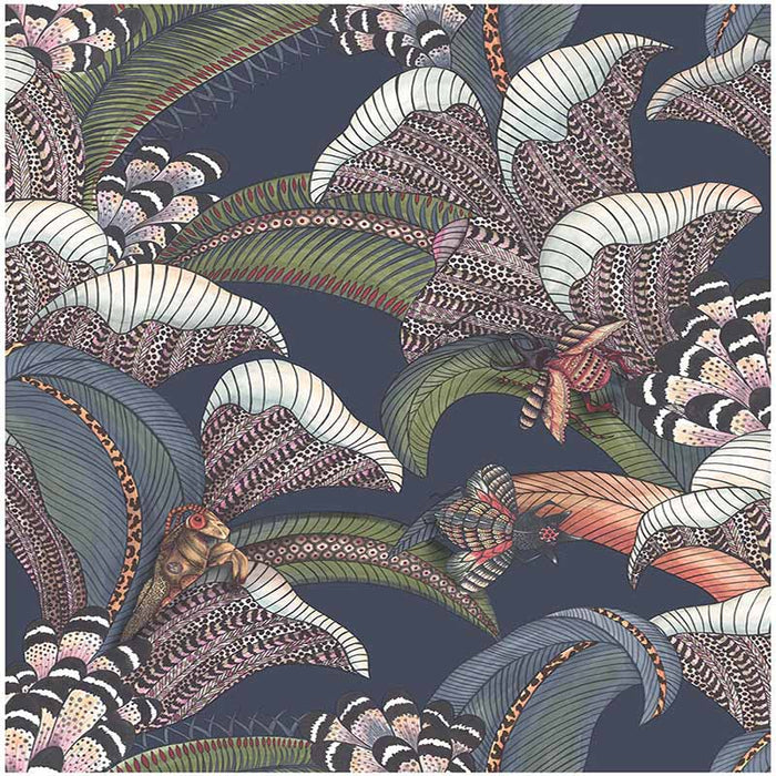 Cole & Son Hoopoe Leaves Midnight Wallpaper Sample 119/1006.CS.0