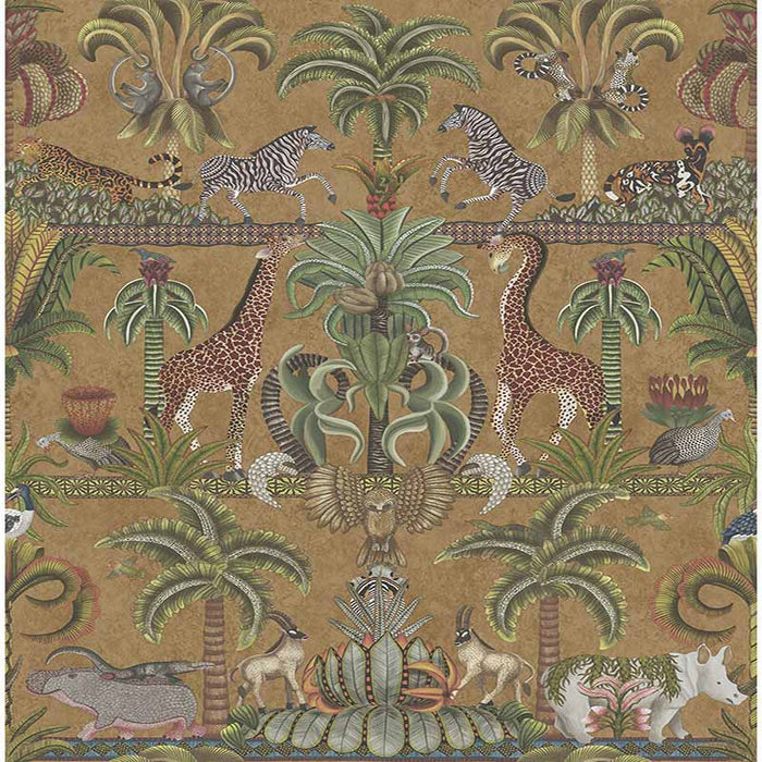 Cole & Son Afrika Kingdom Olgrn/Spgrn/Mt Bronz Wallpaper Sample 119/5025.CS.0