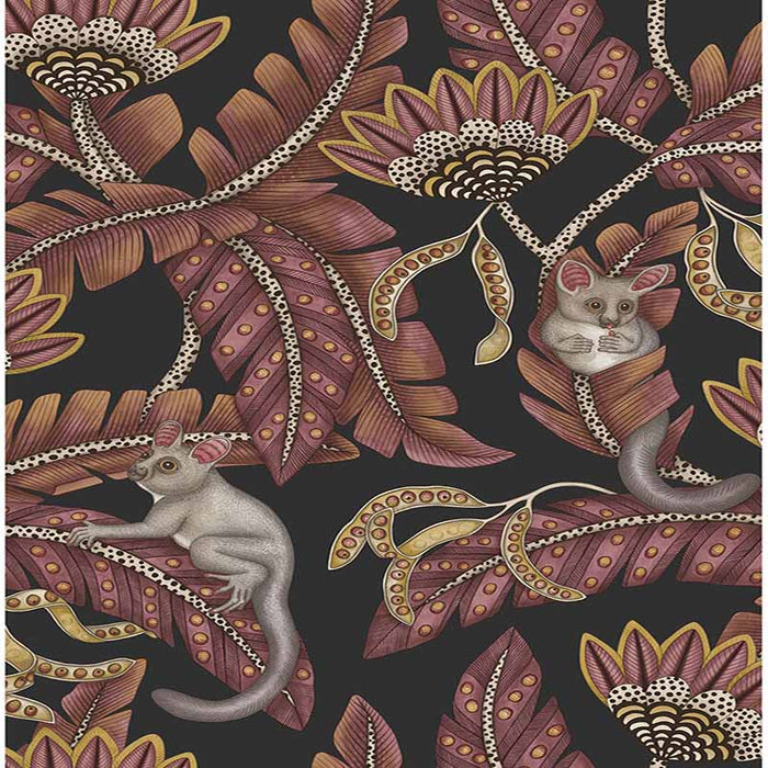 Cole & Son Bush Baby Crmsn&Mrgld/Chrcl Wallpaper Sample 119/7033.CS.0