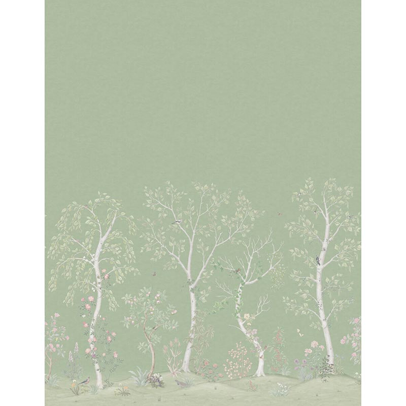 Cole & Son Seasonal Woods Olive Silk Wallpaper 120/6021S.CS.0