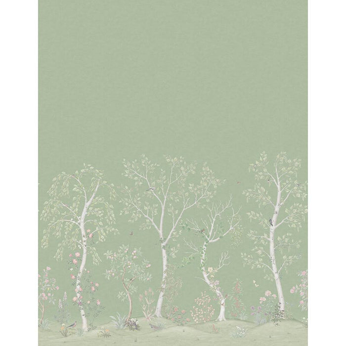 Cole & Son Seasonal Woods Olive Silk Wallpaper Sample 120/6021S.CS.0