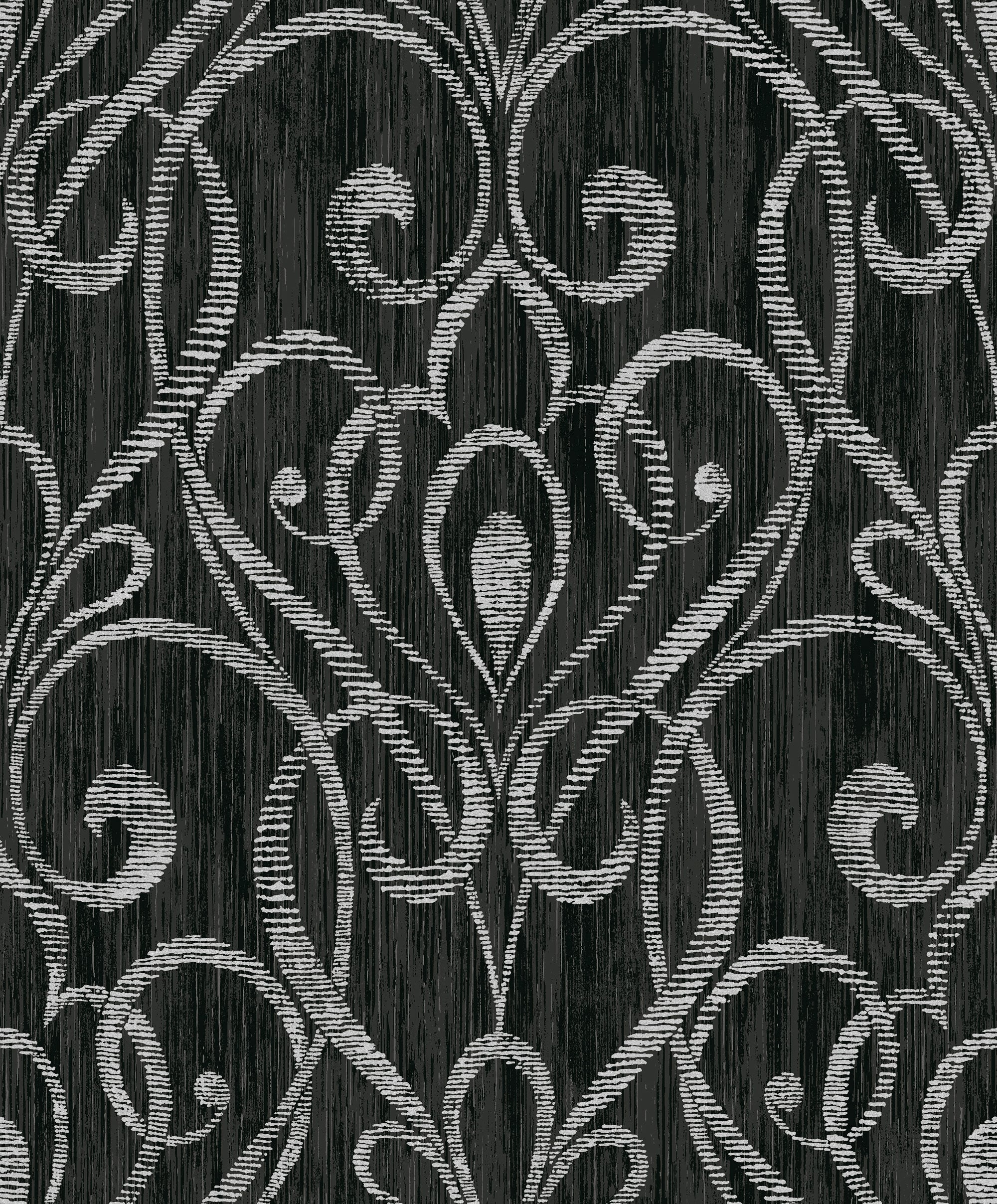 Seabrook Designs Paisley Damask Black Wallpaper 1301800