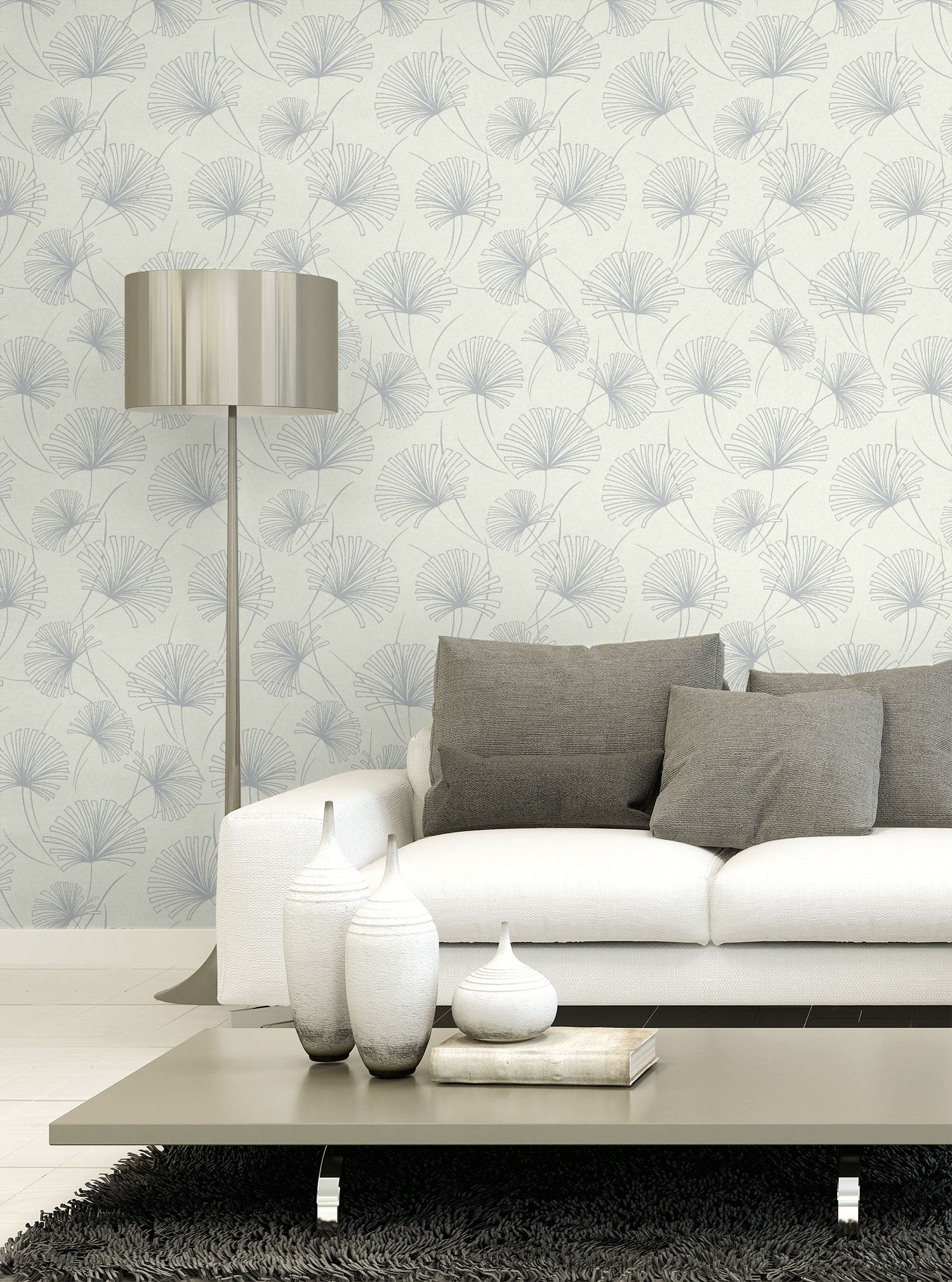 Seabrook Designs Palm Grey & Off-white Wallpaper 1302400