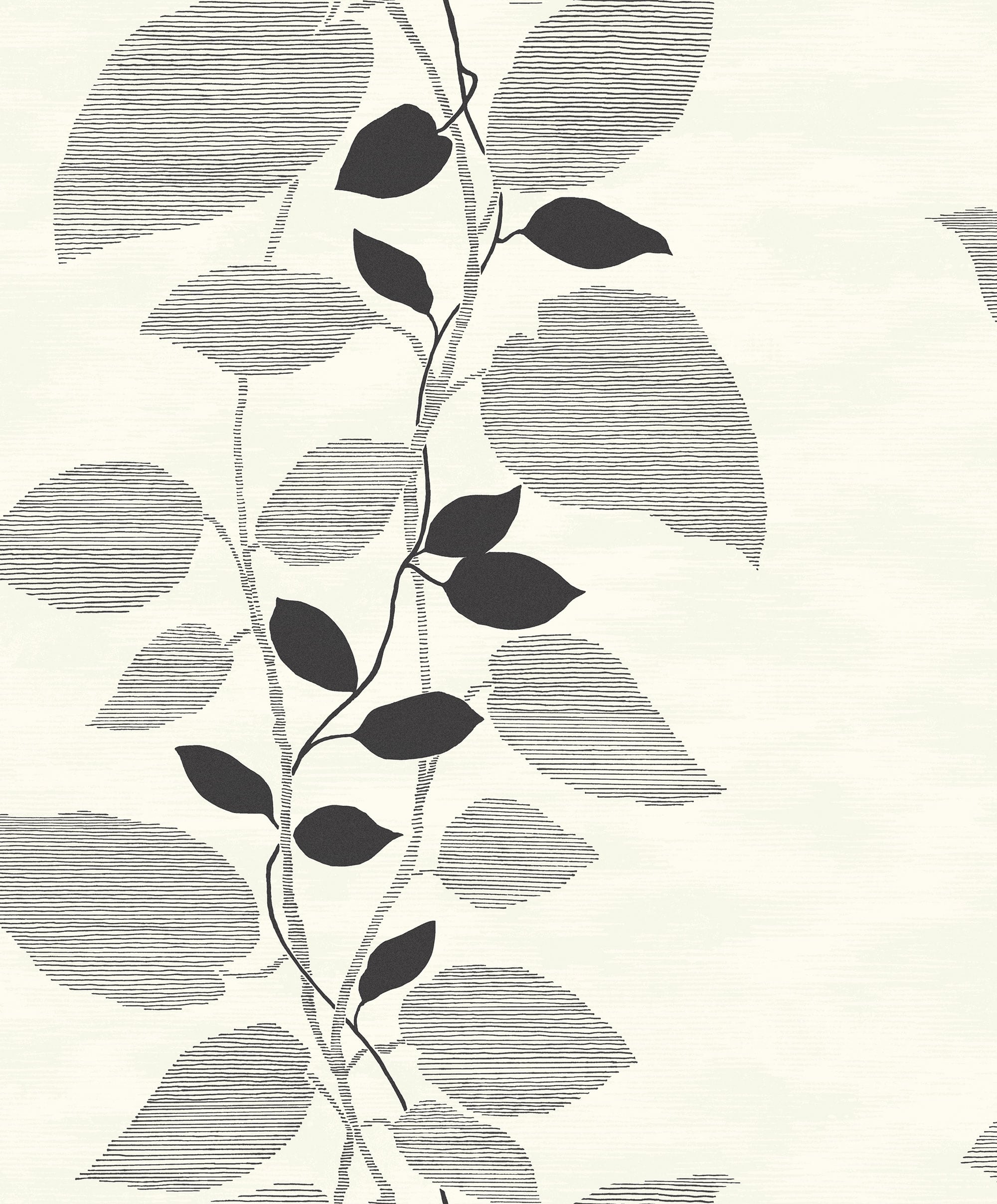 Seabrook Designs Leaves Grey & Off-white Wallpaper 1303200