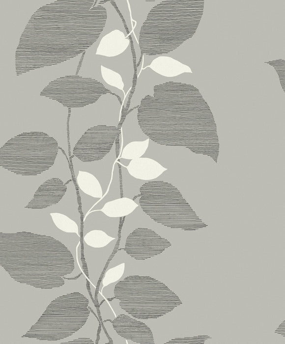 Seabrook Designs Leaves Grey Wallpaper Sample 1303201