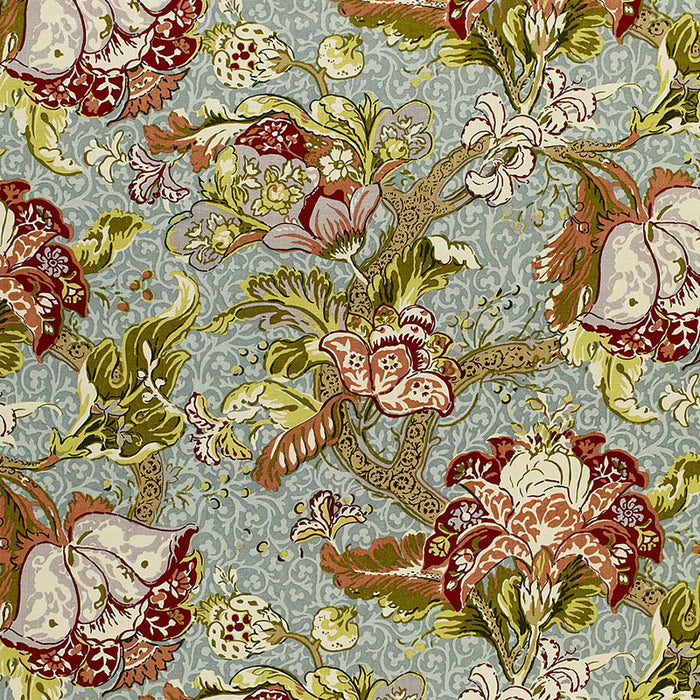 Schumacher Ariella Jacobean Robin's Egg Fabric Sample 1319001