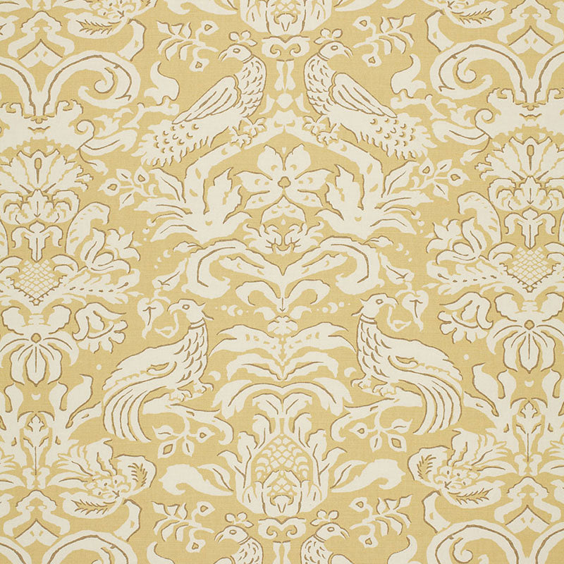 Schumacher Aldwyn Damask Buttercup Fabric Sample 1328002